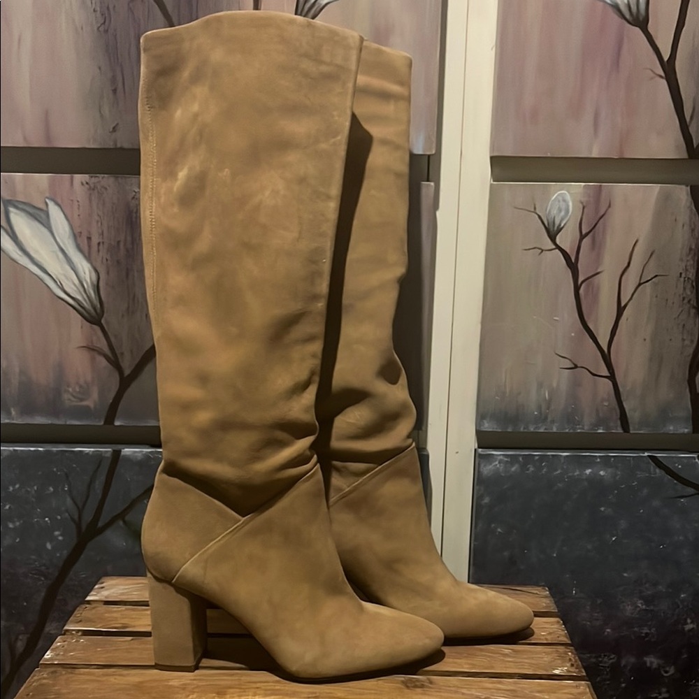 Banana Republic Tan Heeled Boots Suede Knee-High